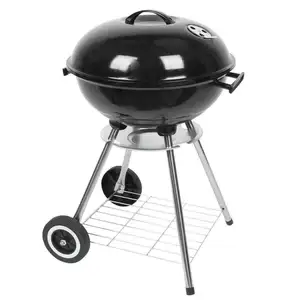 17 inches Porcelain Enameled Kettle Carbon BBQ Grill with 3 Legs and Ash Catcher for Outdoor Picnic Patio Backyard Camping