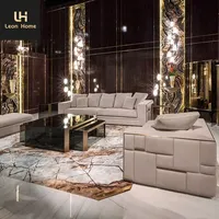 Sofa Mewah Bagian Atas, Sofa Kulit Asli Modern untuk Perabotan Ruang Tamu Villa