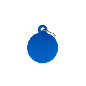 Vente en gros d'étiquettes d'identification pour animaux de compagnie en métal de haute qualité pour chat et chien-Big Round Blue-Taille et couleur personnalisables