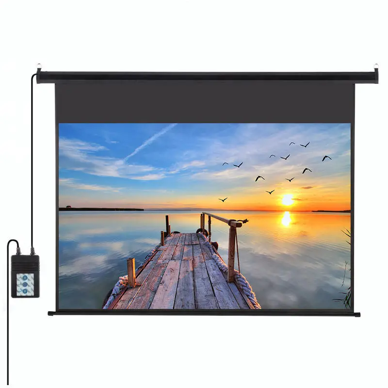 Large Motorized projector screen electric 150 200 300 500 inch Tab Tension remote control sliding projector screen