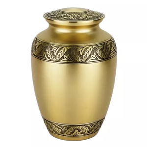 Hermoso patrón de encaje de oro plateado Metal latón/aluminio urnas de cremación para adultos urnas de almacenamiento de cenizas funerarias conmemorativas para humanos - Product Image 4