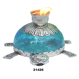 เชิงเทียนทีไลท์โลหะและแก้วรูปเต่า - Product Image 1