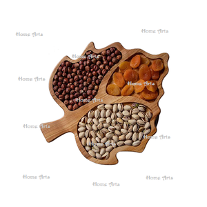 Assiette à fruits secs Leaf Design Plateau de service aux dattes en bois de taille personnalisée du fabricant Home Arts - Product Image 1