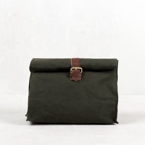 Custom Logo Eco-Friendly Heavy Cotton <b>Canvas</b> Lunch <b>Box</b> Travel Cosmetic Bag with Letter Pattern and Buckle Closure - Product Image 1