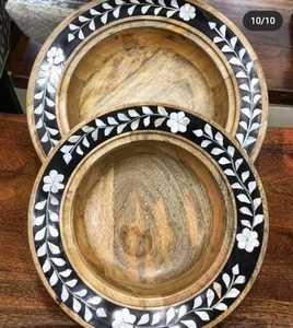 ถาดเสิร์ฟขนมหวานช็อกโกแลตไม้กระถินประดับมุก งานฝีมือคุณภาพ ขนาด 35x35 ซม. ลดราคาพิเศษช่วงรอมฎอนและอีด - Product Image 5