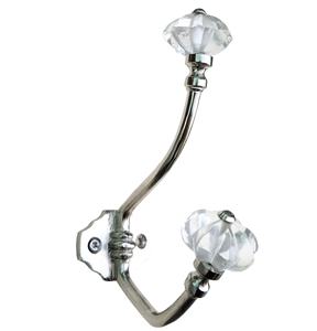 Crochets de manteau et de chapeau en fonte fabriqués à la main avec bouton de melon en cristal élégant - Product Image 2