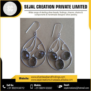 Pendientes de plata de ley 925 con piedras preciosas, Bisutería - Product Image 3