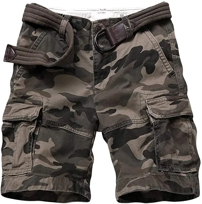 Shorts casuais masculinos, curtos esportivos camo para musculação e academia