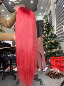 Vietnamese <b>Human</b> Hair Straight Machine Double Weft Single Weft Red Color <b>Wig</b> - Product Image 3