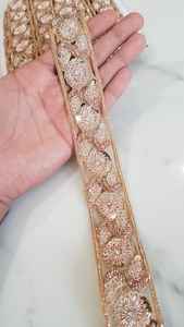 Obra de arte indio étnico bordada a medida, bordado floral intrauditivo, ancho de 1 pulgada, adecuado para Diseñadores de ropa - Product Image 4