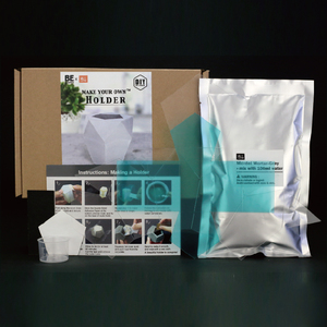 Kit de pot de fleurs en béton moderne à faire soi-même, forme géométrique, jardinière pour bureau, design minimaliste, finition durable non enduite - Product Image 2