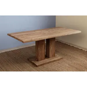 DINING TABLE WITH BASE II SHAPE Sheesham Solid Wood Industrial RUSTIC FURNITURE