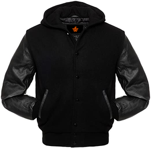 Veste universitaire Letterman personnalisée OEM Vente en gros Hommes en cuir véritable Col montant écologique Manches longues à bas prix - Product Image 1