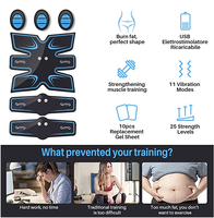 Ensemble d'entraînement EMS OSTO AST-301 homologué 510K, avec six électrodes en ABS, stimulation musculaire électrique, tonificateur abdominal pour massage corporel