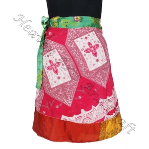 Vintage Poly Silk Reversible High Quality Women Sarong Wrap <b>Mini</b> <b>Skirt</b> Wrap on <b>Mini</b> <b>Skirt</b> Free <b>Size</b> - Product Image 4