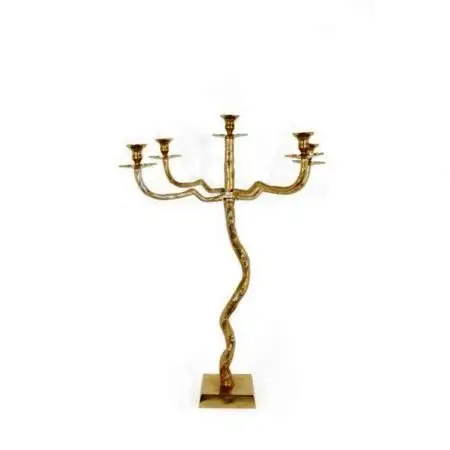 Lüks el yapımı Metal altın 5 kolları mumluk ağaç dalı düğün için mumluk masa Centerpieces dekoratif standı noel