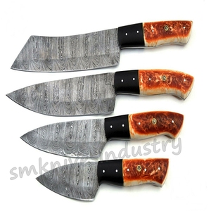 Juego de cuchillos de cocina de estilo Damasco hechos a mano, con kit de cuero, 04 piezas, Smk1926 - Product Image 2
