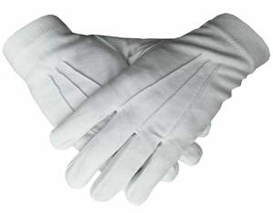 Gants mason Regalia pour hommes, uni 100% coton blanc (petit) - Product Image 1