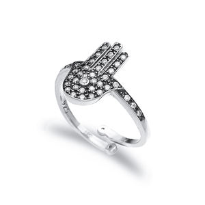 Hamsa Shape Adjustable <b>Ring</b> <b>Open</b> <b>Ring</b> Design Silver Adjustable <b>Ring</b> in Turkish Wholesale Handcrafted Silver Jewelry - Product Image 2
