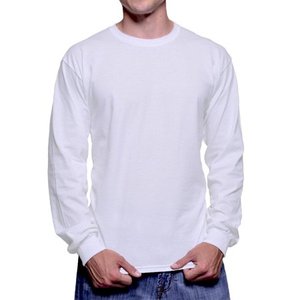 T-shirt à manches longues et col rond en coton élasthanne pour hommes OEM/2024 T-shirt bon marché uni et décontracté pour hommes vente en gros - Product Image 2