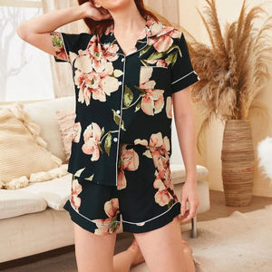 Women Cotton short Night Wear Sleeping shorts for Girls long sleeve shorts Suit Floral Sleep <b>Tops</b> <b>Plus</b> <b>Size</b> - Product Image 1