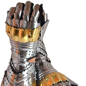 Calvin Handicraft Armor Gauntlets Pair Medieval Knight Costume CHMN7463 Steel Brass Accents Armor Warrior Metal ARMOUR India