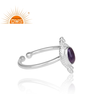 Bague en pierre précieuse d'améthyste naturelle, ajustable, en argent Sterling 925, Style Vintage, vente en gros, bijoux - Product Image 3