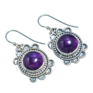 Dernières boucles d'oreilles faites à la main en argent sterling massif 925 améthyste cobbachon boucles d'oreilles en argent vintage en cristal 925 faites à la main - Product Image 1