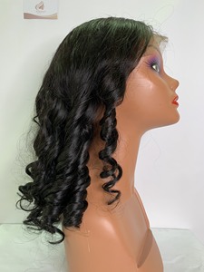 Perruques en cheveux humains lisses et raides, prix de gros, mèches de cheveux humains avec dentelle frontale, noir naturel - Product Image 3