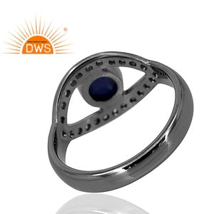 Anillo de Plata de Ley 925 con Diamantes Naturales y Zafiro Azul, Diseño de Ojo de Diablo, Superventas 2026, Fabricante de Joyería - Product Image 3