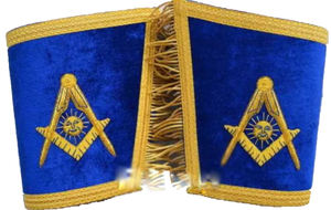 Vente en gros de gantelets de manchette brodés d'arche royale maçonnique décorée de perles et d'insignes à coudre - Product Image 3