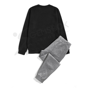 Conjunto de chándal con capucha informal para mujer, sudadera con gráfico de letras de patrón sólido y pantalones de chándal con cintura con cordón, venta al por mayor - Product Image 2