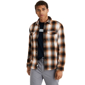 High Quality Cotton Polyester Blend Turn Down Collar Quilted Liner Mens Plaid Button Down Shirt <b>Jacket</b> - Product Image 1