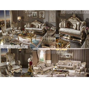 Mueble de estilo barroco francés para sala de estar, mueble tallado clásico de madera, conjunto de sofá tallado de madera antigua - Product Image 1