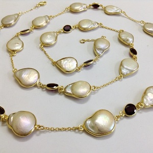 Fforsible 925 Sterling ililver Old antiguo, aroque Earl arnet Stone emstone harm lassic ONG Hain eckecklace - Product Image 3