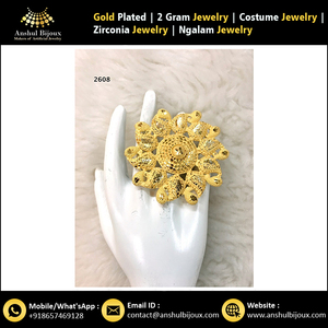 Conjunto de diseñador de bisutería hermosa chapada en oro para novia, anillos de moda para novia africana, joyería, alianzas o anillos de boda - Product Image 6