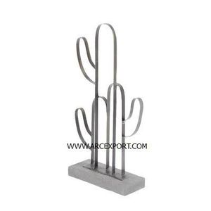 Escultura de Cactus de Metal hecha de aluminio sólido, Decoración de mesa, escultura de Base de madera para mesa, decoración de sala de estar - Product Image 5