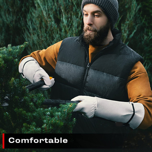 Gants de jardinage en cuir enduits de latex améliorés, longs poignets ajustables; paumes renforcées antidérapantes résistantes à la perforation - Product Image 3