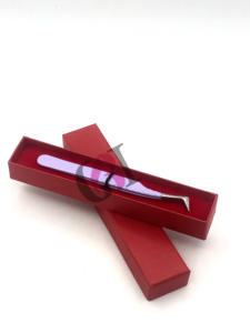 แหนบต่อขนตาปริมาณเคลือบผงสีม่วงอ่อนทำจากสเตนเลสพร้อมด้ามจับเพชร - Product Image 4