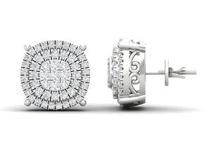 Screw Back 0.60 CT Real Diamond Cluster Stud <b>Earrings</b> in 10K Gold | Secure Back Luxury Diamond <b>Earrings</b> for Women <b>Fine</b> Jewellery - Product Image 2