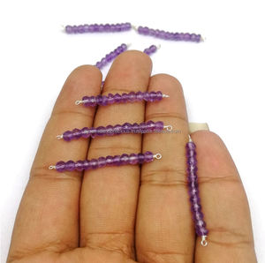 Conector de barra de cuentas de amatista, abalorios facetados de piedras preciosas - Product Image 1