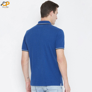 Polo azul con logotipo bordado personalizado para hombre, Camiseta lisa de manga corta con estampado 3D de manga larga para golf, camiseta en blanco - Product Image 4