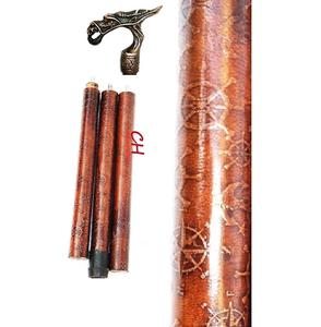 Bastón náutico de madera con mango de latón, bastón de cuero marrón en relieve, bastón antiguo hecho a mano. Gif del Día del Padre - Product Image 6