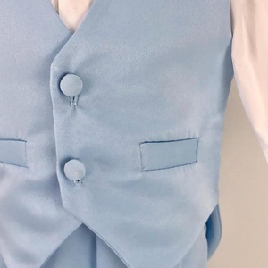 Ropa moderna de lujo para cumpleaños para niños, traje personalizado azul de alta calidad, chaleco y pantalones para bebé, venta al por mayor, Verano - Product Image 6