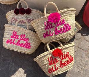 Personalized Straw Moroccan Basket,bridal <b>Shower</b> - Product Image 1