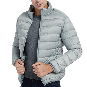 Custom men lightweight stand collar puffer jacket insulated quilted winter coat thermal <b>padded</b> outerwear <b>waterproof</b> windproof - Product Image 2