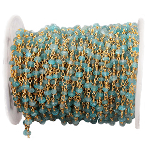 Rosario de Apatita NanPlanetSilver, Cadena de Piedras Preciosas Facetadas RC - Product Image 1