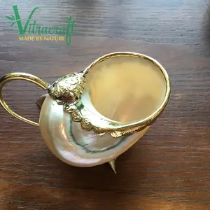 Tasse à thé, ensemble de tasses à café en Nacre avec placage d'or utilisation comme décoration intérieure, décor de Bar fait à la main Vietnam - Product Image 1