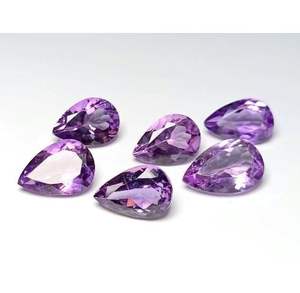 Cabujón de piedra de corte facetado de amatista Rosa natural, piedras preciosas minerales sueltas en forma de pera, tamaños 12x9mm y 15x9mm - Product Image 1