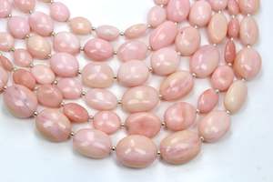 ลูกปัดหินโอปอลสีชมพูธรรมชาติทำด้วยมือทรงรีเรียบขนาด8นิ้ว - Product Image 3